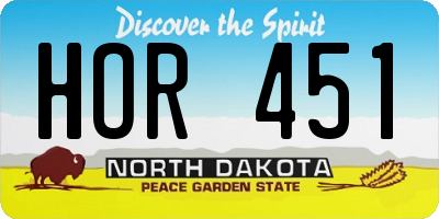 ND license plate HOR451