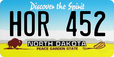 ND license plate HOR452