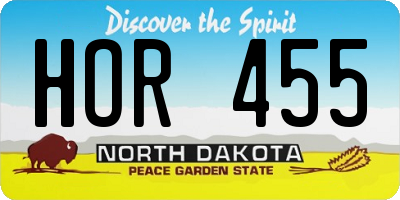 ND license plate HOR455