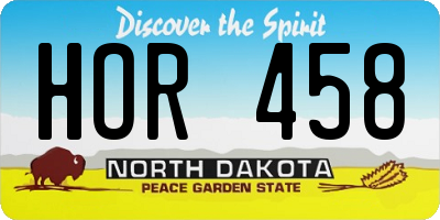 ND license plate HOR458
