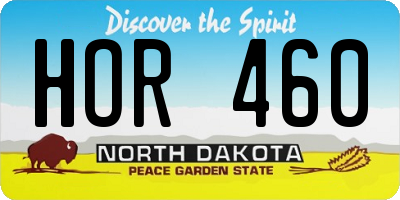 ND license plate HOR460
