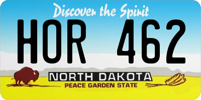 ND license plate HOR462