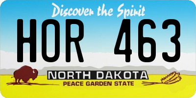 ND license plate HOR463