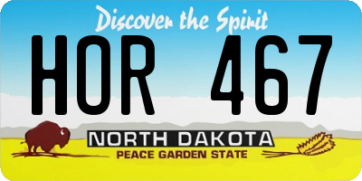 ND license plate HOR467
