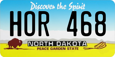 ND license plate HOR468