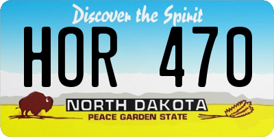 ND license plate HOR470