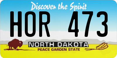 ND license plate HOR473