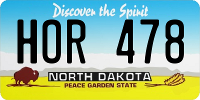 ND license plate HOR478
