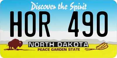 ND license plate HOR490