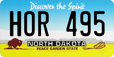 ND license plate HOR495