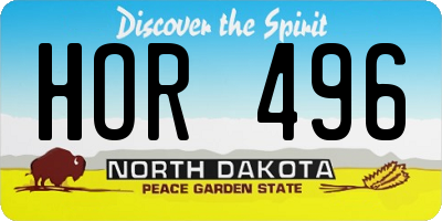 ND license plate HOR496