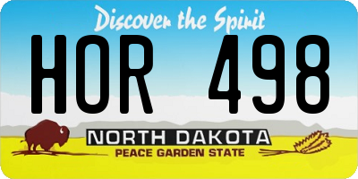 ND license plate HOR498
