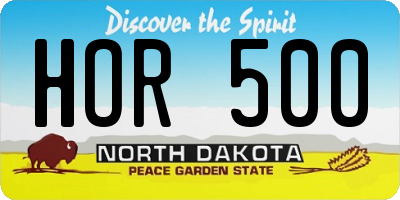 ND license plate HOR500