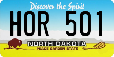 ND license plate HOR501