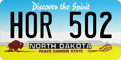 ND license plate HOR502