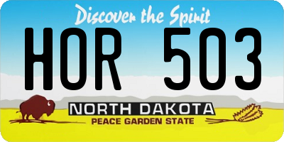 ND license plate HOR503