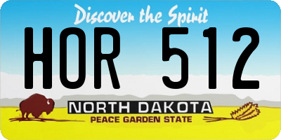 ND license plate HOR512