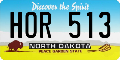 ND license plate HOR513
