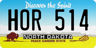 ND license plate HOR514