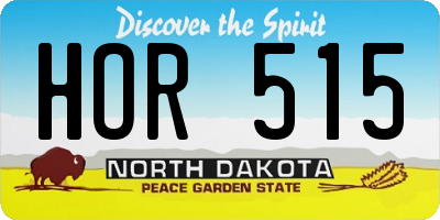 ND license plate HOR515