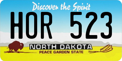 ND license plate HOR523