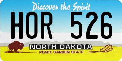 ND license plate HOR526