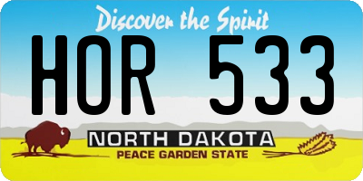 ND license plate HOR533