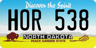 ND license plate HOR538