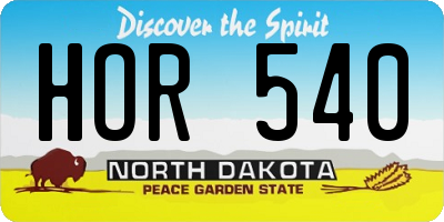 ND license plate HOR540