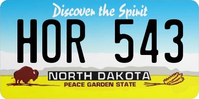 ND license plate HOR543
