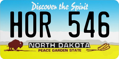 ND license plate HOR546