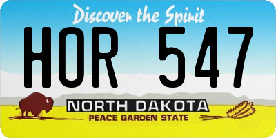 ND license plate HOR547