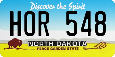 ND license plate HOR548