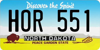 ND license plate HOR551