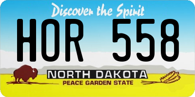 ND license plate HOR558