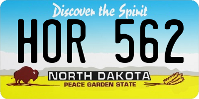 ND license plate HOR562