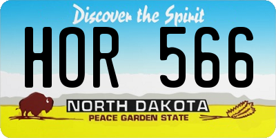 ND license plate HOR566