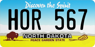 ND license plate HOR567