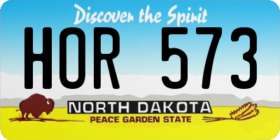 ND license plate HOR573