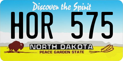 ND license plate HOR575