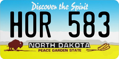 ND license plate HOR583