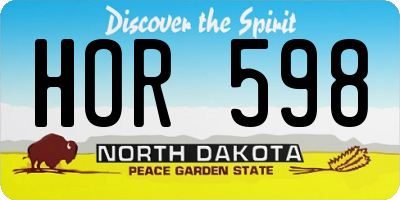 ND license plate HOR598