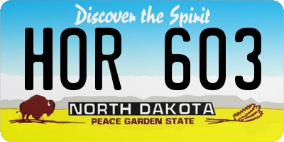 ND license plate HOR603