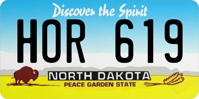ND license plate HOR619