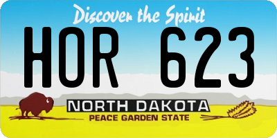 ND license plate HOR623