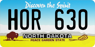 ND license plate HOR630