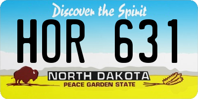 ND license plate HOR631