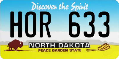 ND license plate HOR633