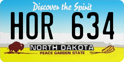 ND license plate HOR634