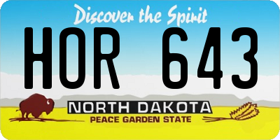 ND license plate HOR643